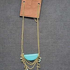 Simply Noelle Gold Tone Turquoise color stone necklace boho
